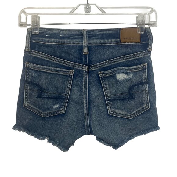 American Eagle Distressed Denim Shorts Size 0 Blue Next Level Stretch Cutoffs - Picture 2 of 14